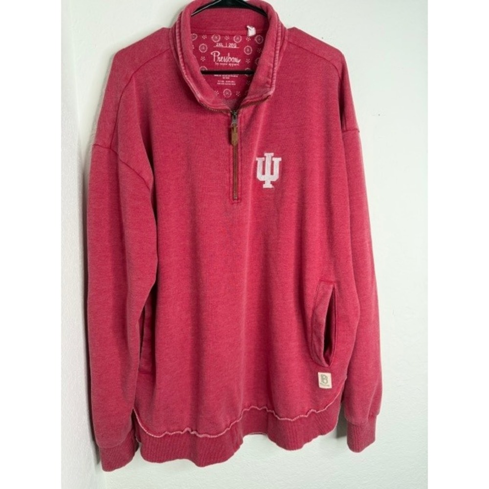 Pressbox Indiana University Hoosiers Quarter Zip Sweatshirt Red Women 2XL IU